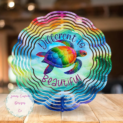 Different Is Beautiful Sea Turtle Autism Awareness Wind Spinner