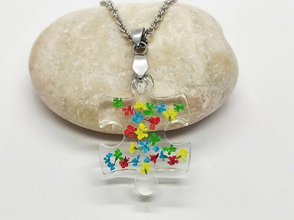 Autism Awareness Resin Necklace, Key Chain