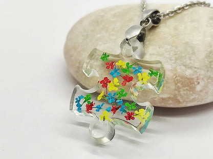 Autism Awareness Resin Necklace, Key Chain