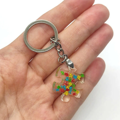 Autism Awareness Resin Necklace, Key Chain