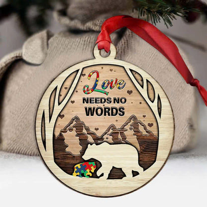 Love Needs No Words - Autism Awareness Layered Wood Ornament