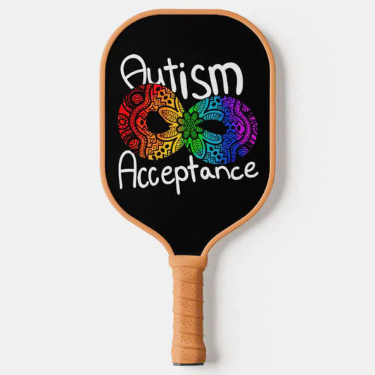 Neurodiversity Autism Acceptance Rainbow Button Pickleball Paddle