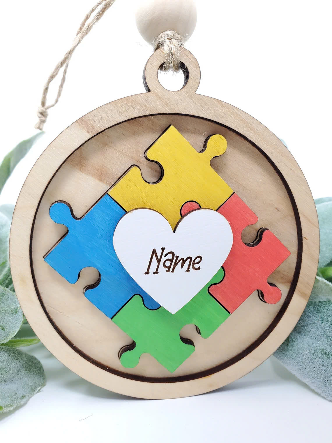 Puzzle Piece Ornament, Personalized Autism Ornament, Christmas Tree Decor, Tree Ornament