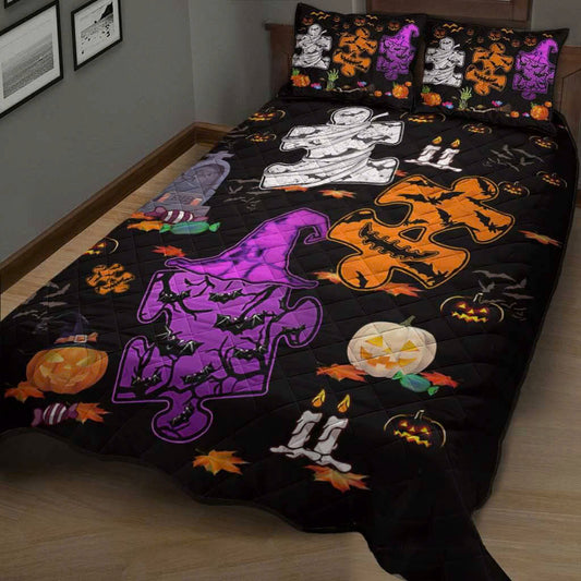 Autism Quilt Bedding Set: Happy Halloween