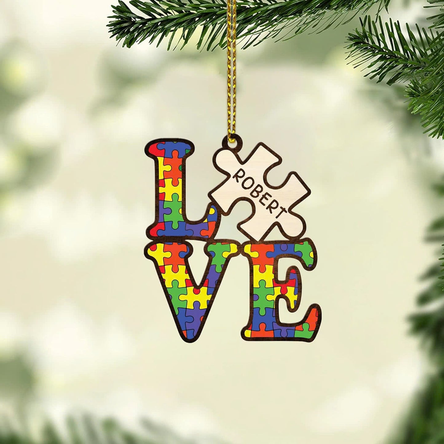 Personalized Name Autism Ornament