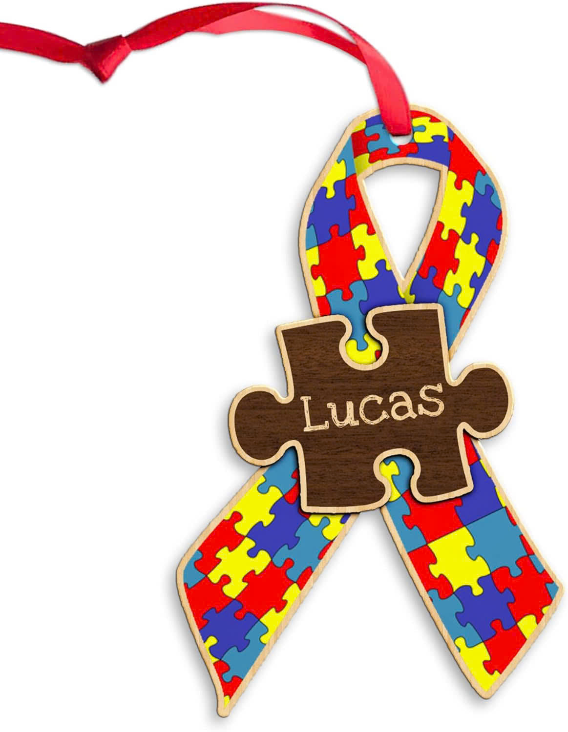 Personalized Name Ribbon Autism Ornament