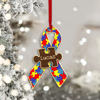 Personalized Name Ribbon Autism Ornament