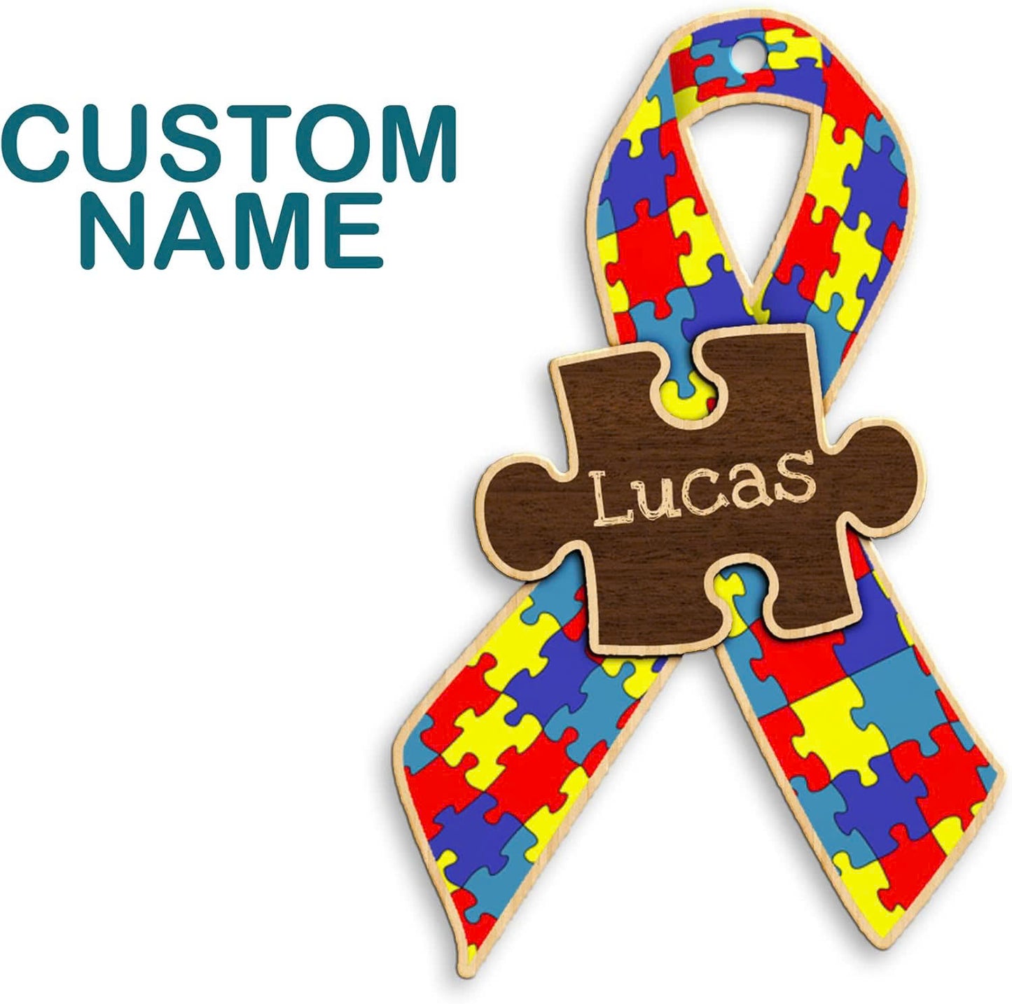 Personalized Name Ribbon Autism Ornament