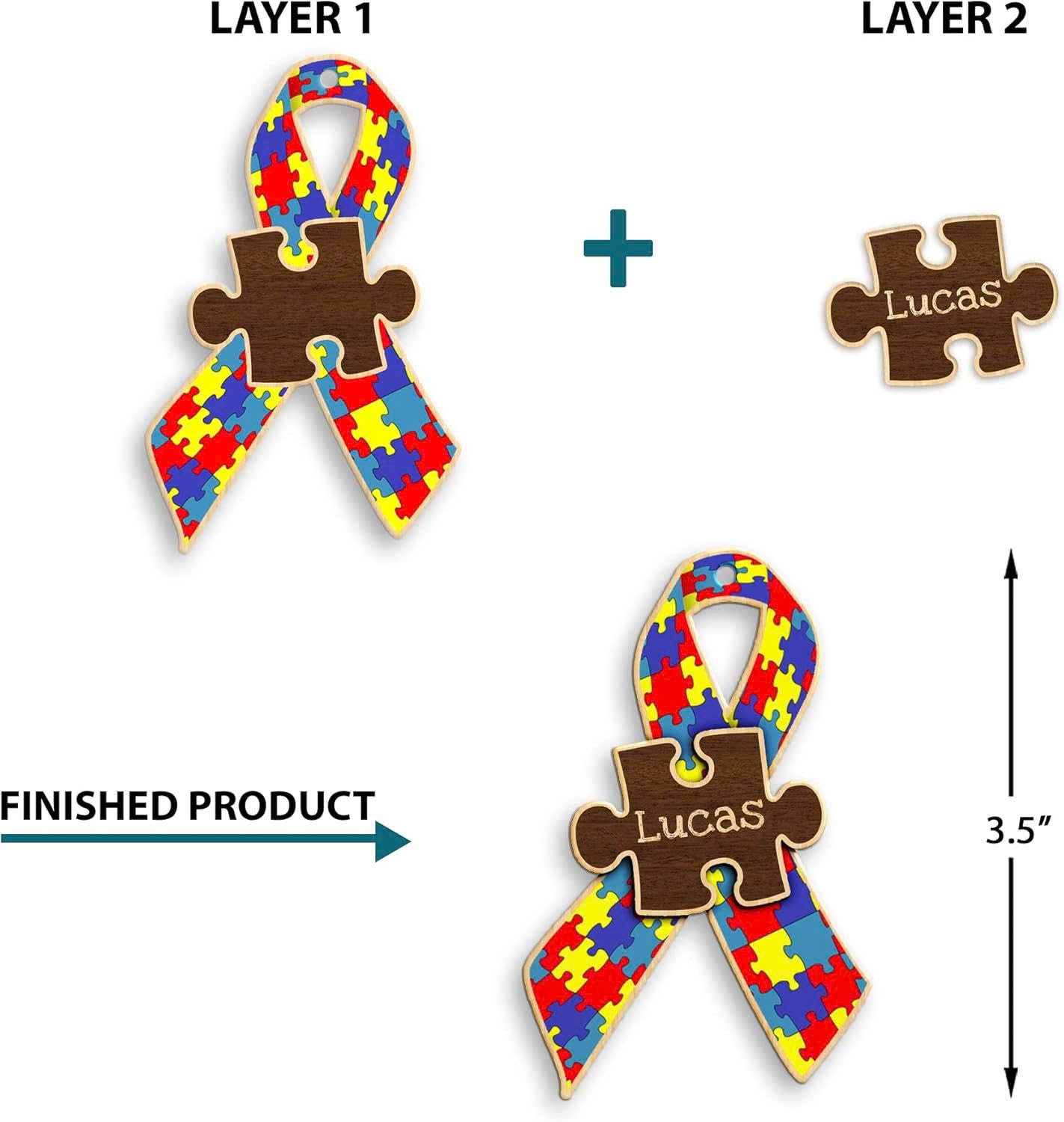 Personalized Name Ribbon Autism Ornament