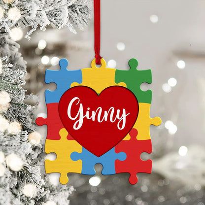 Personalized Name Heart Autism Puzzle Autism Ornament