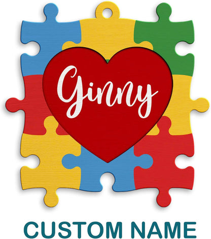 Personalized Name Heart Autism Puzzle Autism Ornament