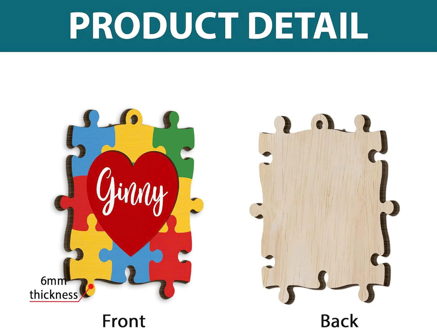 Personalized Name Heart Autism Puzzle Autism Ornament