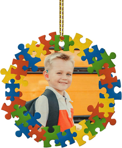 Custom Photo Autism Puzzle Autism Ornament