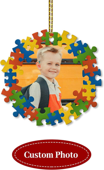 Custom Photo Autism Puzzle Autism Ornament