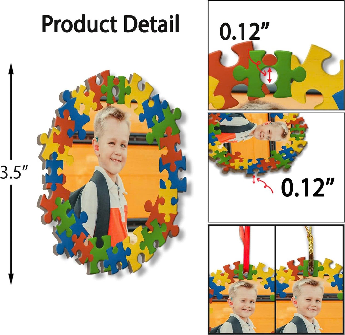 Custom Photo Autism Puzzle Autism Ornament