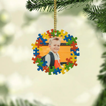 Custom Photo Autism Puzzle Autism Ornament