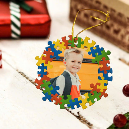 Custom Photo Autism Puzzle Autism Ornament