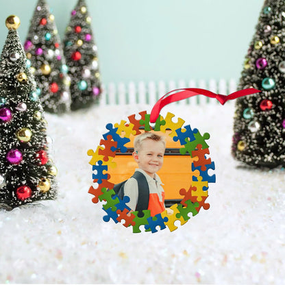 Custom Photo Autism Puzzle Autism Ornament