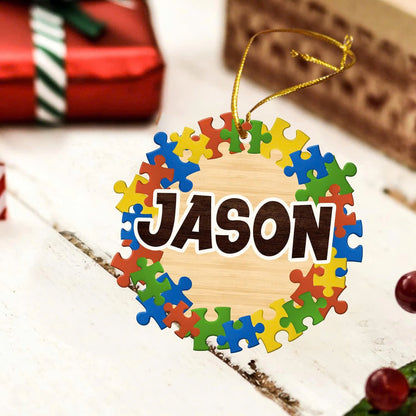 Personalized Name Autism Christmas Ornament