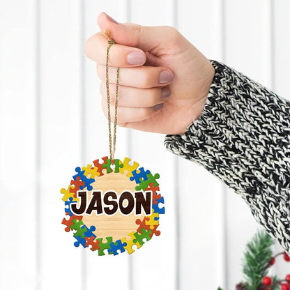 Personalized Name Autism Christmas Ornament