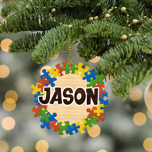 Personalized Name Autism Christmas Ornament