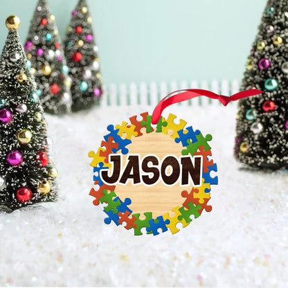 Personalized Name Autism Christmas Ornament