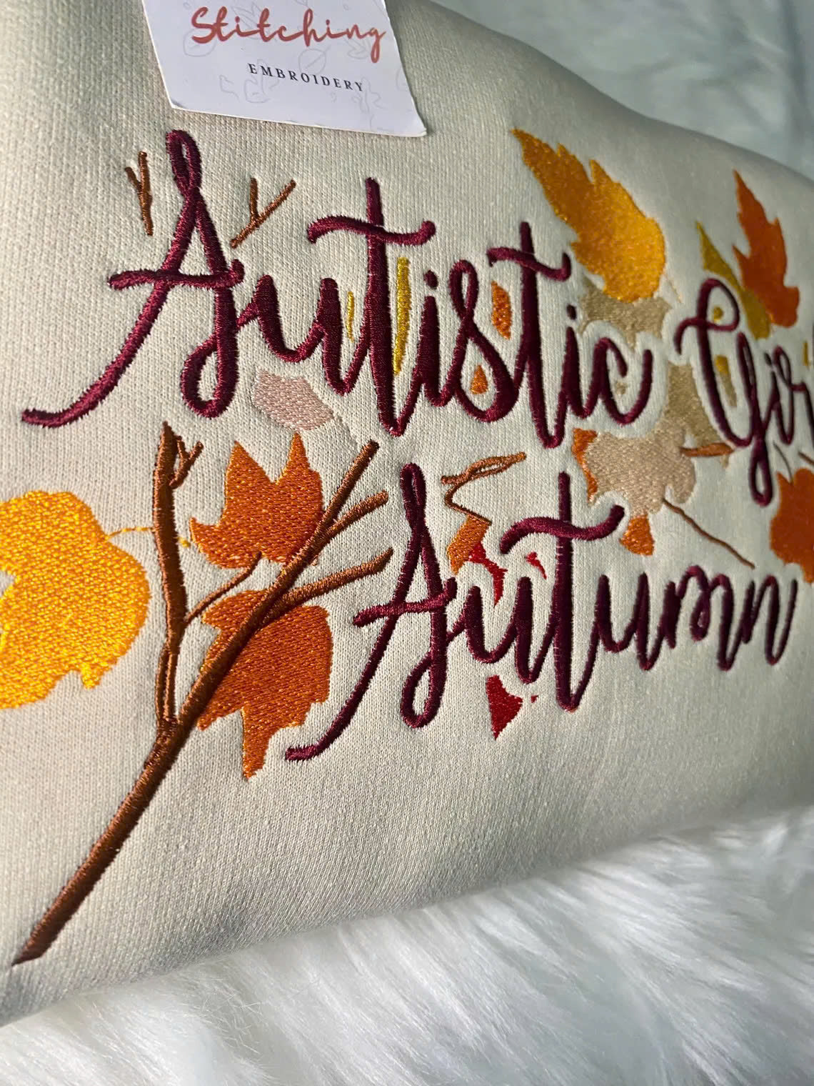 Autism Embroidered Fall Autumn Crewneck Sweatshirt Long Sleeve