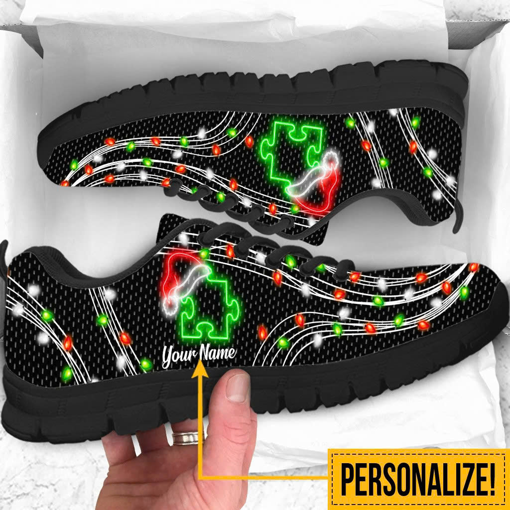 Personalized Christmas Autism Awareness Fitness Sneakers Shoes