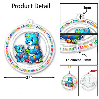 Mama Bear Austism - Personalized Autism Awareness Transparent Ornament