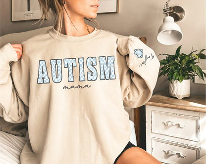 Personalized Autism Sweatshirt, Autism Mom Shirt, Kids Name on Sleeve